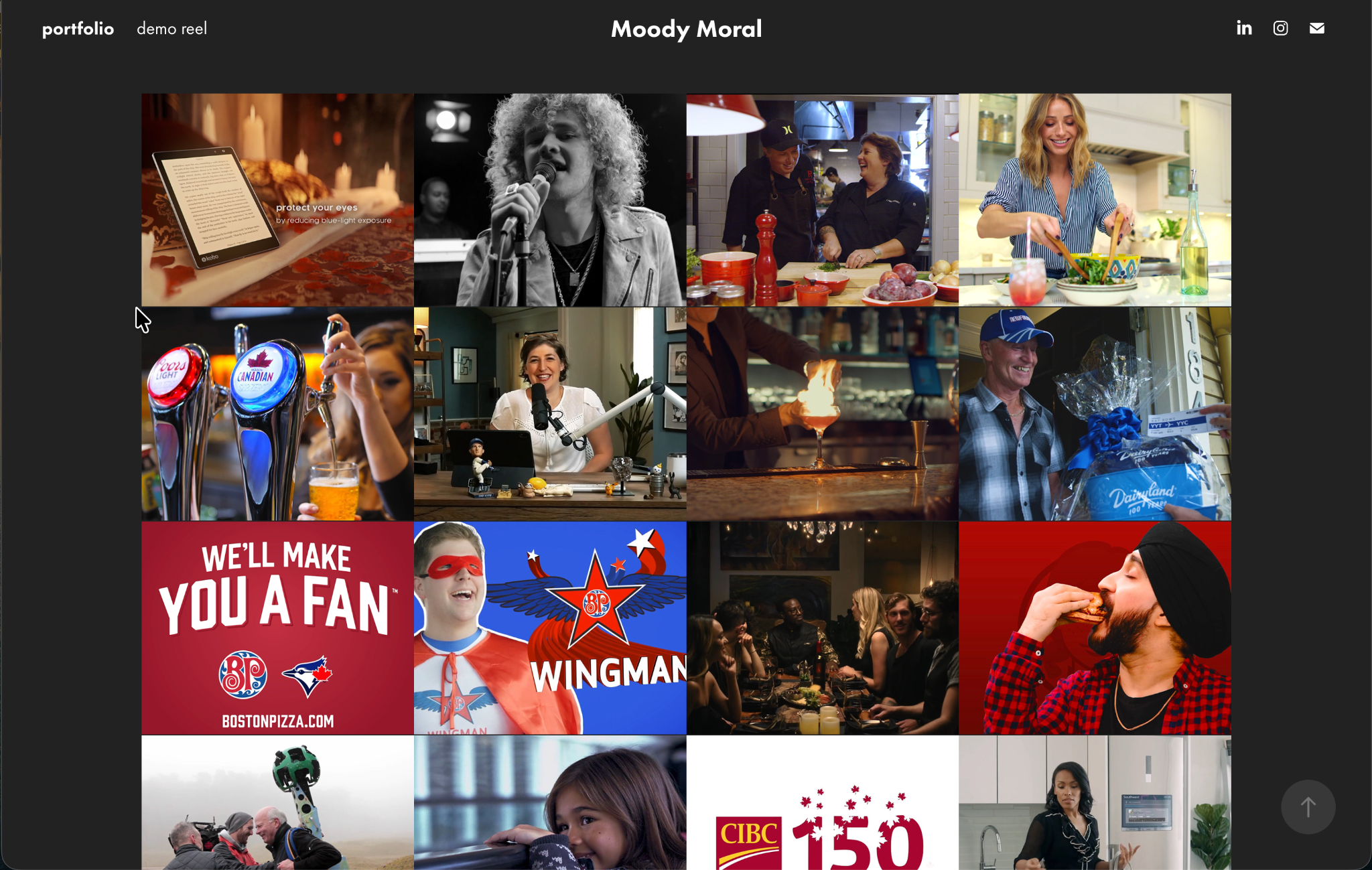 Archive of Moody’s creative work, including Kobo, music performances, food campaigns and Boston Pizza.